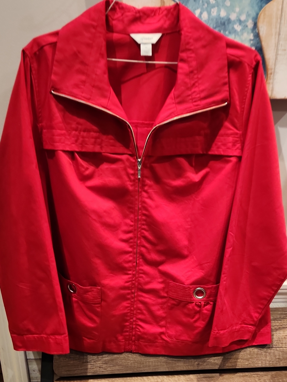 CJ Banks Red Zip-Front Utility Jacket